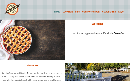 Small image of The Pie Guy's homepage.